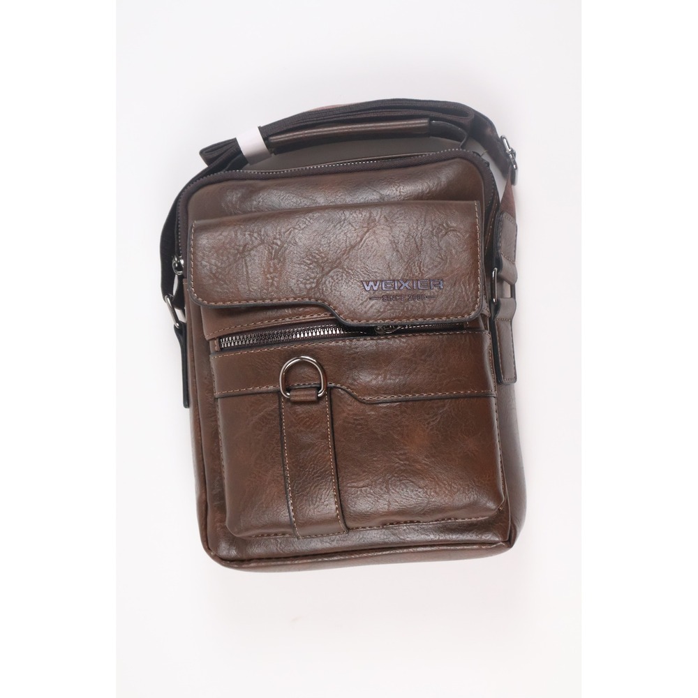 WEIXIER Messenger Bag Crossbody Small Brown Faux Leather Travel Work Mens